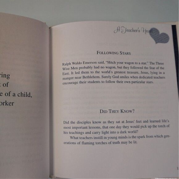 A Teachers Heart: Thank you for Being My Teacher 1998 Barbour Hardcover - Picture 7 of 7